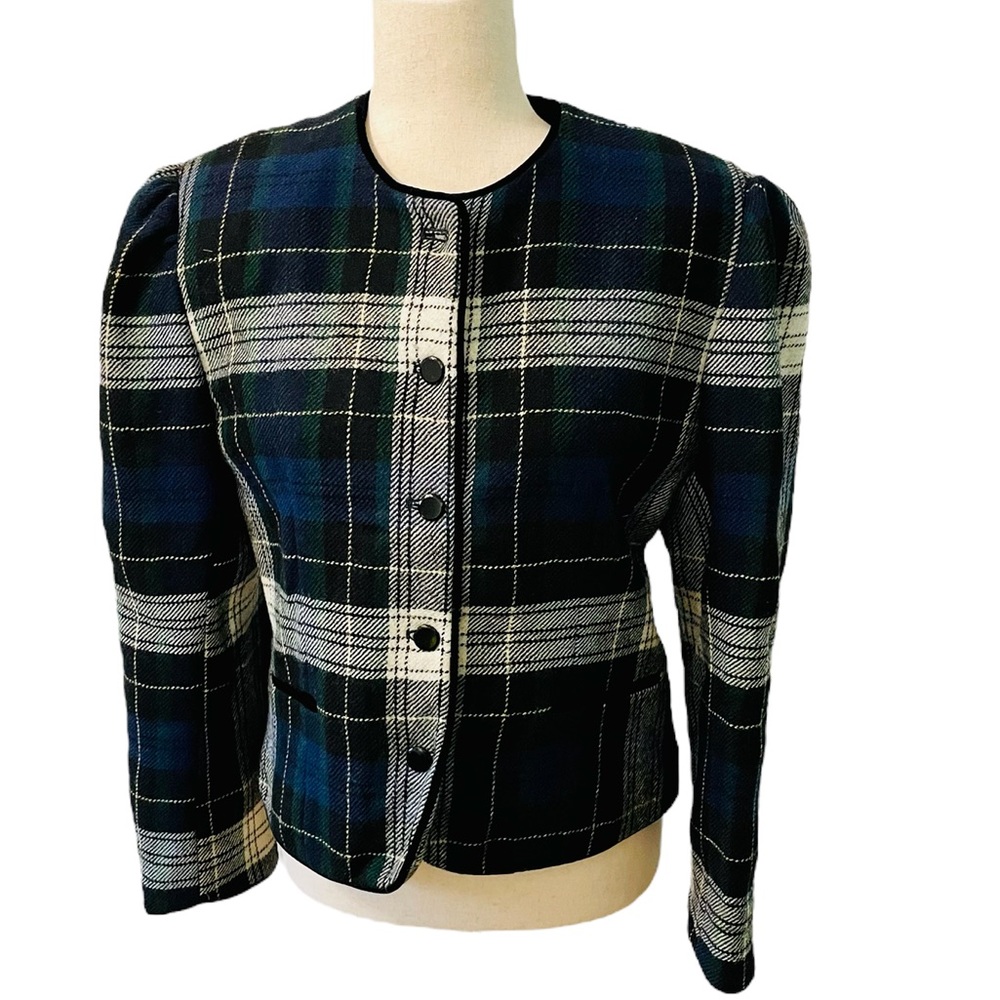 Vintage JH Collectibles Plaid Cropped Blazer